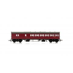 Hornby OO Scale, R4881A BR (Ex GWR) Collett 57' 'Bow Ended' D98 Six Compartment Brake Third Right Hand W4951W, BR Crimson Livery small image