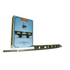 Hornby OO Scale, R60014 L&MR Flat Bed Wagon L&MR Green Livery Triple Wagon Pack small image