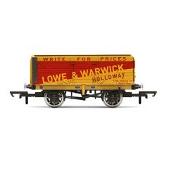 Hornby OO Scale, R60026 Private Owner 7 Plank Wagon, End Door 'Lowe & Warwick'. Yellow & Red Livery small image