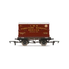 Hornby OO Scale, R60072 LMS Conflat Wagon 4798, LMS Bauxite Livery with 'LMS Furniture Removal Service' Container, Includes Wagon Load small image