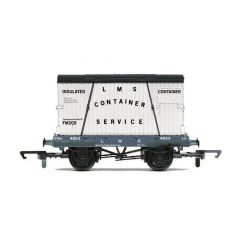 Hornby OO Scale, R60107 LMS Conflat Wagon 4853, LMS Grey Livery with White 'LMS Container Service', FM209, Insulated Container, Includes Wagon Load small image