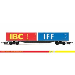 Hornby RailRoad OO Scale, R6425 Private Owner (Ex BR) FFA Inner Container Wagon 'Black' Livery with two 30' Containers, Includes Wagon Load small image