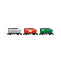 Hornby RailRoad OO Scale, R6891 Private Owner (Ex BR) TTA 45T Tank Wagon 407, 1627 & 9132, 'Total', Grey, 'Texaco', Red & 'BP', Green Livery small image