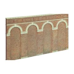 Hornby Skaledale OO Scale, R7372 High Level Arched Retaining Walls, Red Brick small image