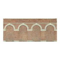 Hornby Skaledale OO Scale, R7384 Mid Level Arched Retaining Walls, Red Brick small image