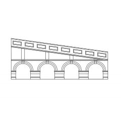Hornby Skaledale OO Scale, R7387 Mid Stepped Arched Retaining Walls, Engineers Blue Brick small image