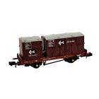 BR Conflat P Wagon B933861, BR Bauxite Livery with one Type BD & one Type A Bauxite Container, Includes Wagon Load